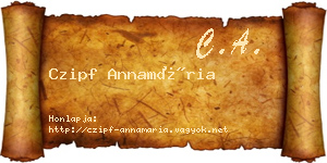 Czipf Annamária névjegykártya